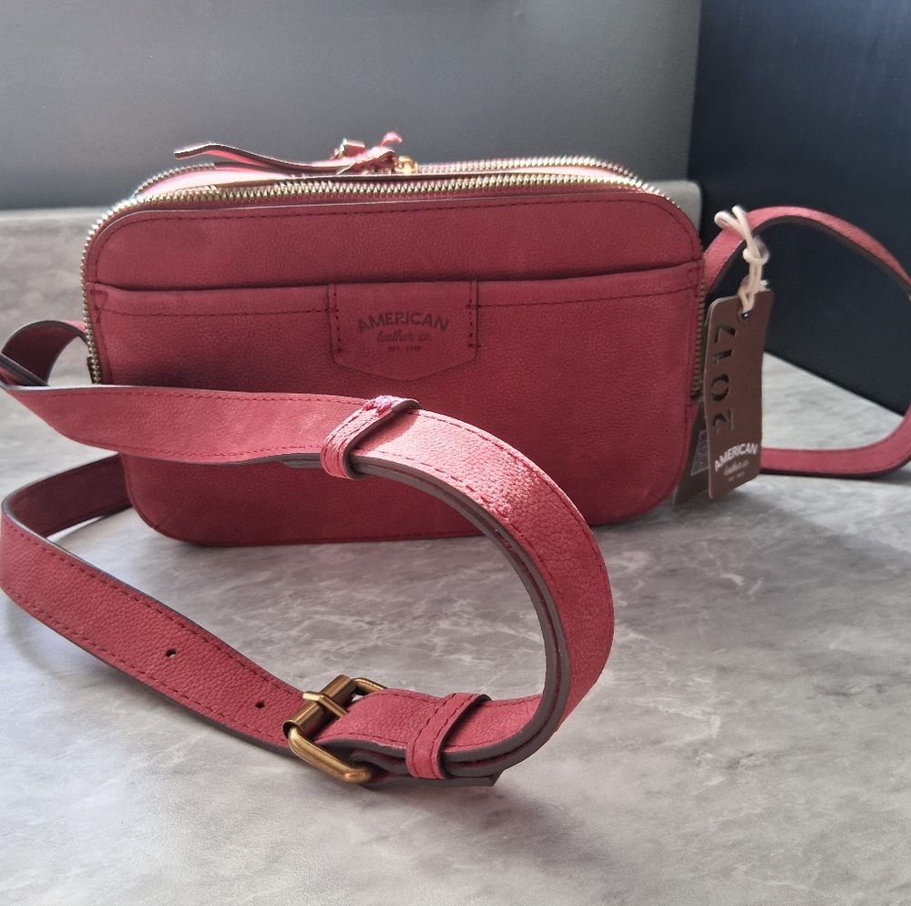 American Leather Co Nashville Double Zip Crossbody Camera Bag